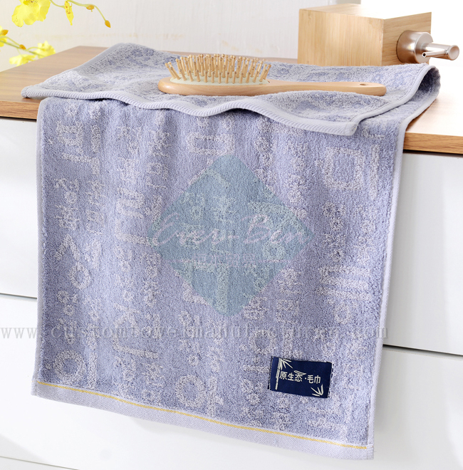 China Bulk Custom purple bath towels Producer Bespoke Jacquard Bamboo Grey Towels Factory